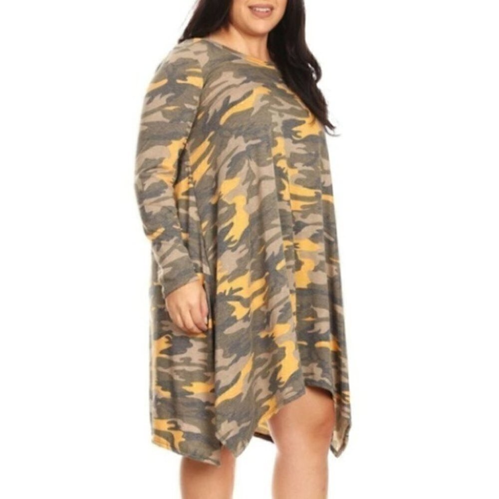 Army Print Tunic Plus Size Dress